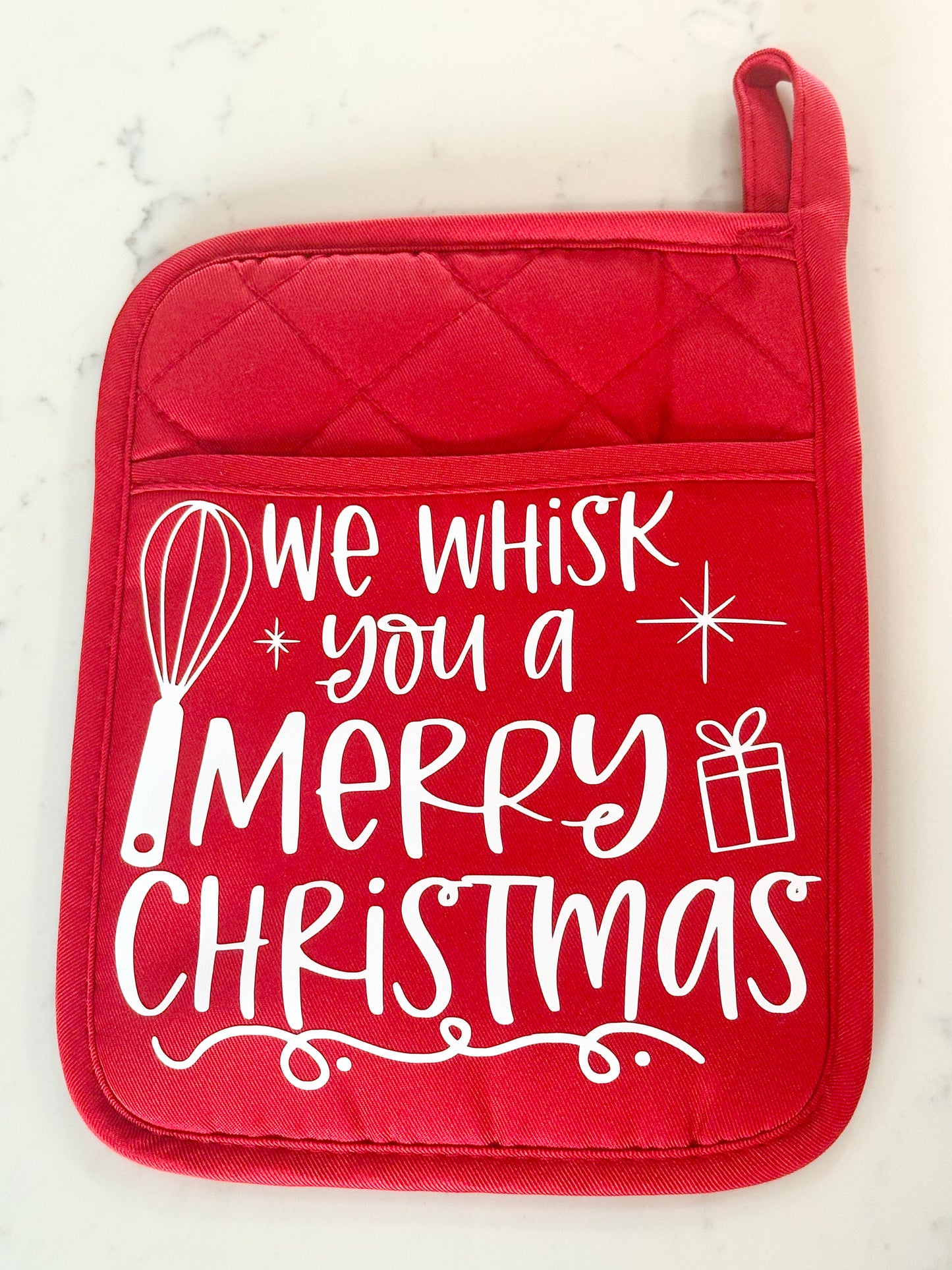 We Whisk You A Merry Christmas Pot Holder - Red